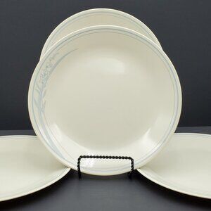 Corelle Blue Lily Dinner Plates Blue Flowers Bands on Cream Sandstone Plates